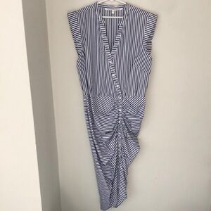 Veronica Beard Rushed Shirt Dress - pinstripe blue